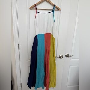 NWOT Anthropologie Colorful Striped Linen Midi Dress